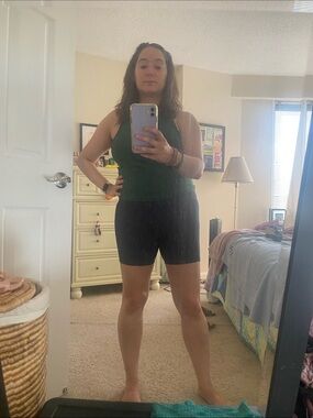 girlfriend collective Skyline High Rise Bike Shorts-Navy Blue